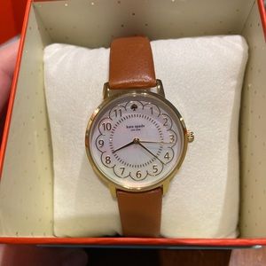 Kate Spade brown leather watch mother of pearl